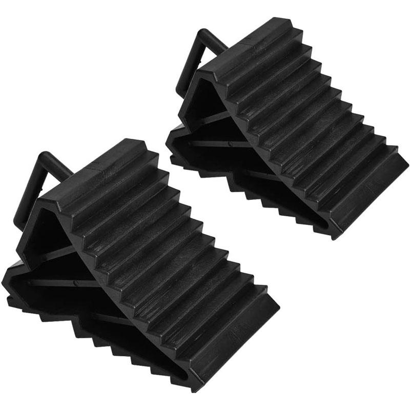2 Pcs Portable Wheel Chock With Handles Vehicle Car Truck Wheel Tire Chock Stop Block Anti-slip Plastic Base Tire Support Pad