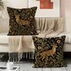 Boho Woodland Accent Animal Cushion Cover Natural Linen Organic Fabric Double-Sided Printing Breathable For Home Decor