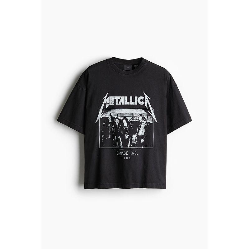 

[Metallica] HM Мужская и женская футболка с принтом группы, осенний принт, свободная, американский тяжелый вес, короткий рукав 1159823 Black/Metallica 180/116