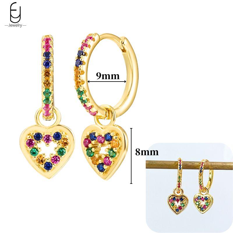 925 Silver Ear Buckles Fashion Hoop Earrings Colorful Crystal Pendants Gold Earring Premium Luxury Women's Jewelry Gift