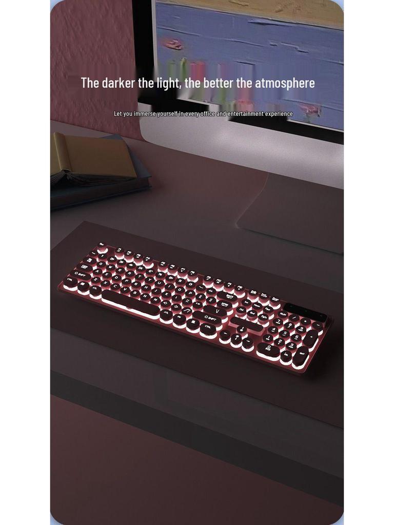 Punk Wired Mechanical Keyboard & Mouse Set with Color-Block Design, Backlit Keys, High Aesthetic, and Enhanced Tactile Feel for Office and Gaming Use
