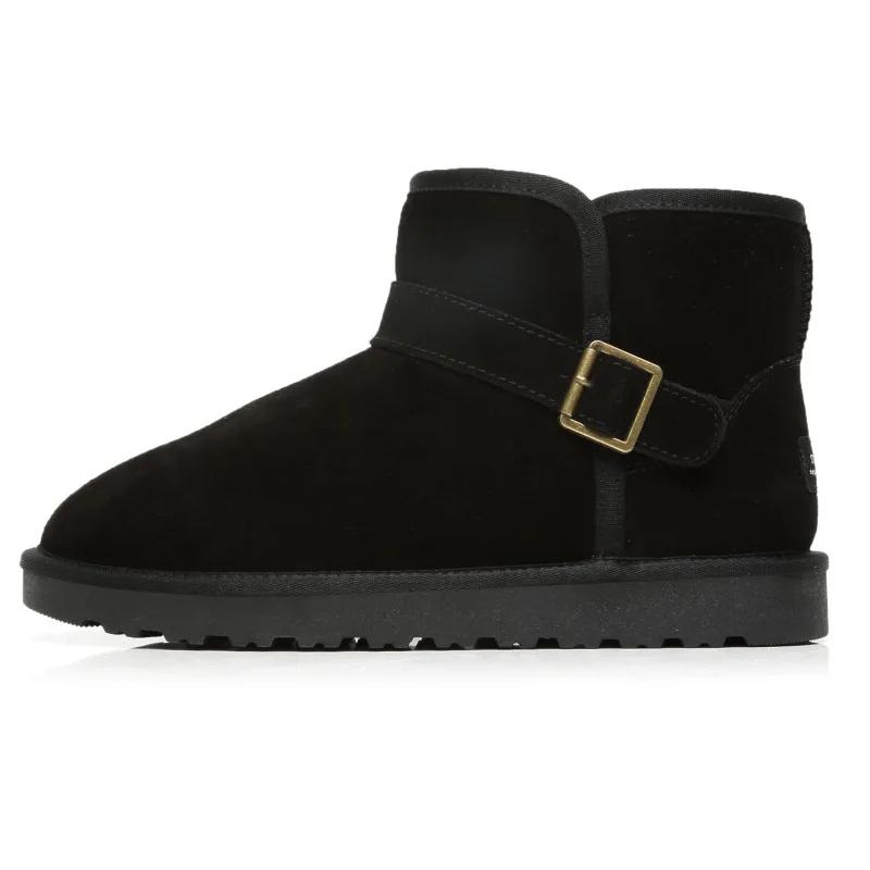 Fashion Men's Boots Cowhide Insulated Plush Snow Boots Genuine Leather Women's Shoes  Winter Women's Boots  Ankle Boots