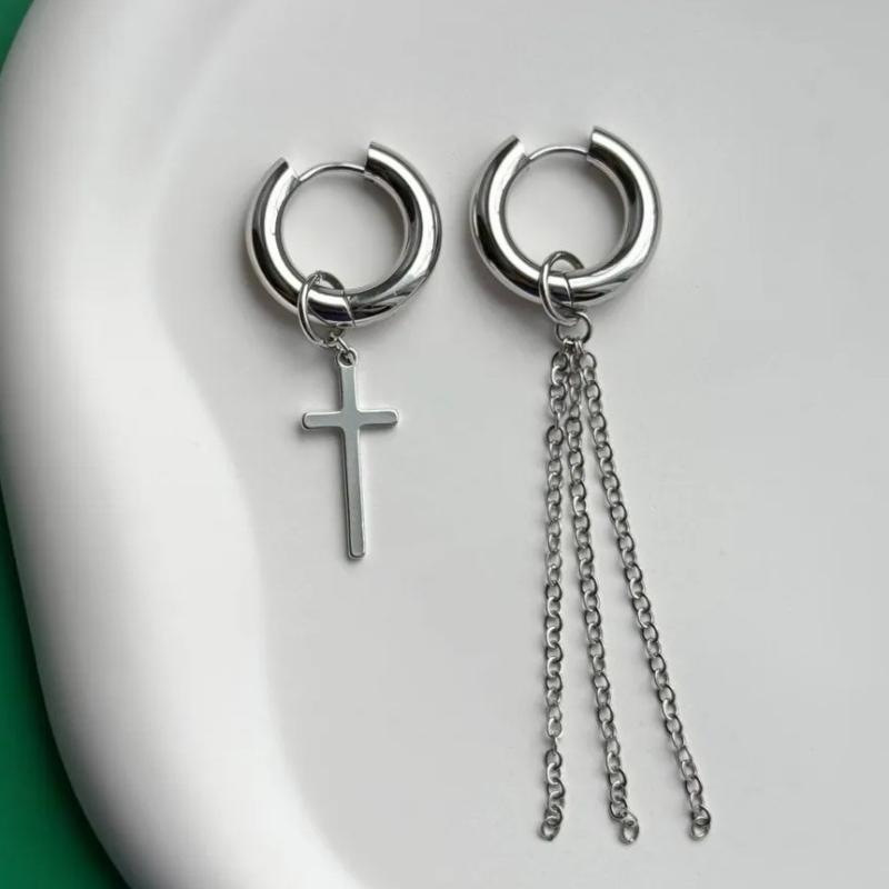 Fashion Heart Star Pendant Asymmetrical Earrings For Women Simple Geometric Circular Ear Buckle Jewelry Accessories Gift