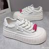 Women's Spring New Big Head Bread Shoes Versatile Thick Bottom Height Increasing Student White Shoes Sports Leisure Board Shoes