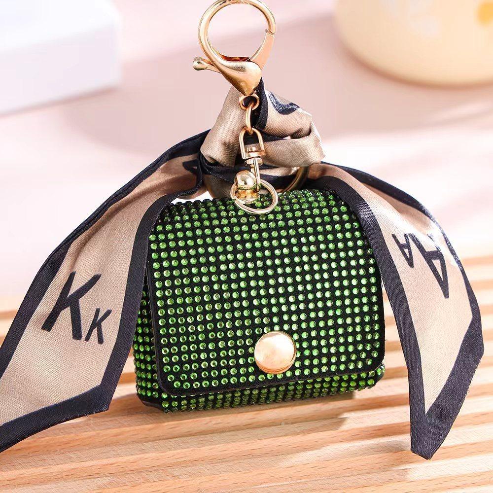 Shiny Diamond Mini Coin Purse Key Chain Lipstick Bag with Flap Storage Bag Portable Travel Makeup Bag Earphone Bag Mom Gift
