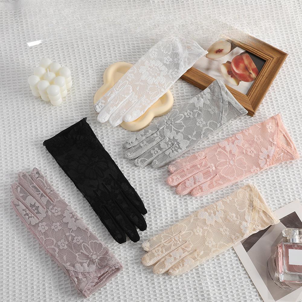 Mănuși de Dantelă de Vară Antiderapante cu Degete Întregi cu Touchscreen pentru Condus în Aer Liber Protecție Solară Călărie Anti-UV Mănuși de Mătase de Gheață