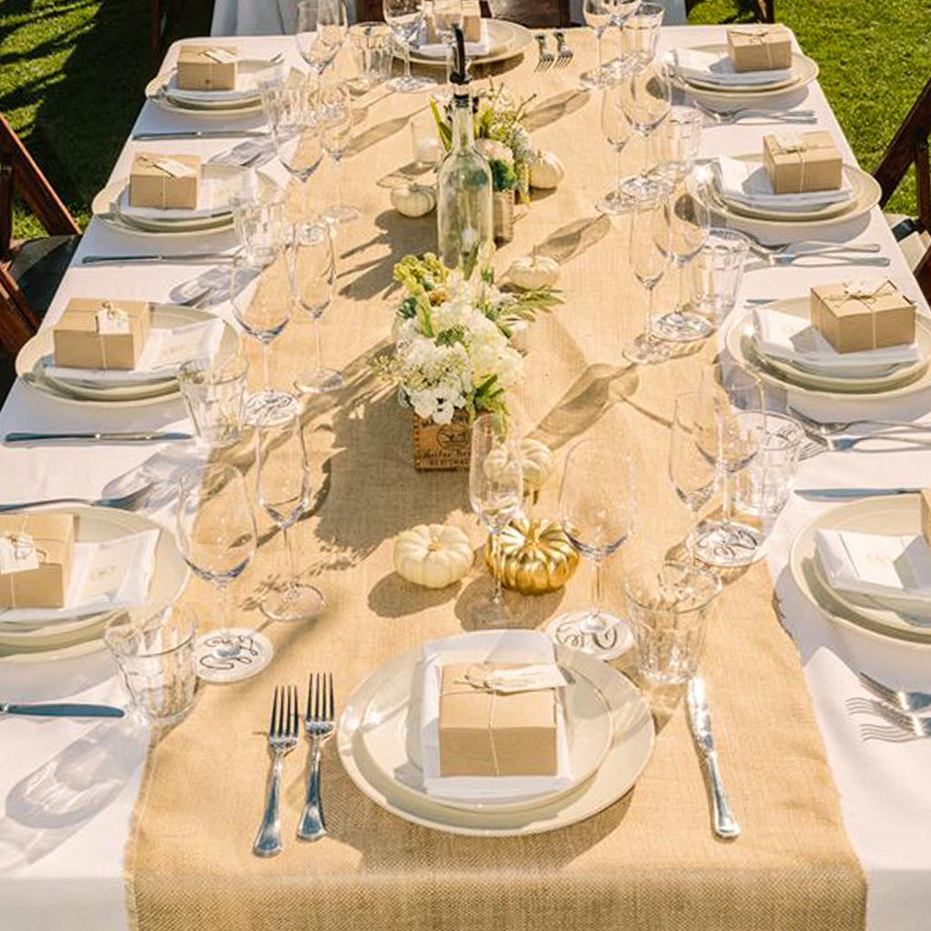 30cm Breite Jute Leinen Vintage Natur Tischläufer Jute Rustikal Khaki Party Land Hochzeit Dekoration Heimparty Stuhldekor