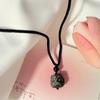 Handmade Obsidian Maitreya Buddha Lion Pendant Necklace With Adjustable Braided Cord Women Men Chinese New Wave Style