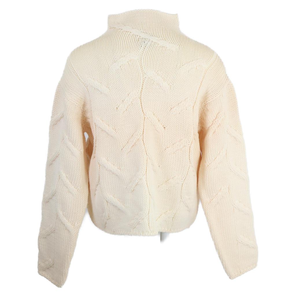Chanel [Good condition/Domestic Regular Product] 99A P13656V00633 Cable Turtleneck Knit Sweater/ Tops 38 IvoryUsed