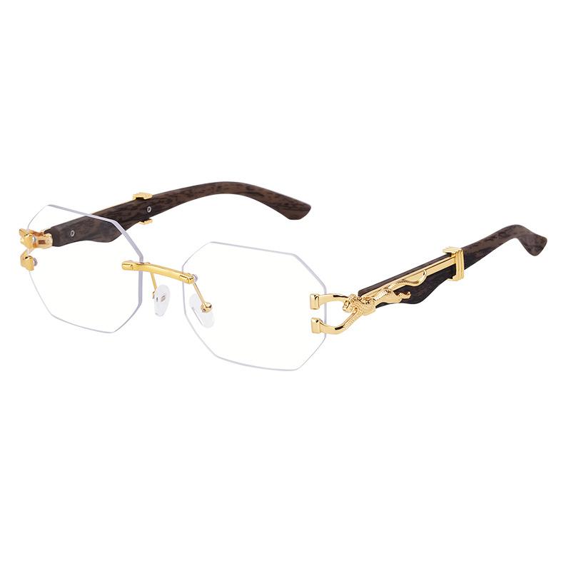 Vintage Imitation Wood Grain Leopard Glasses Legs Sunglasses Men'S Box Trimmed Driving Sunglasses Men'S Shades