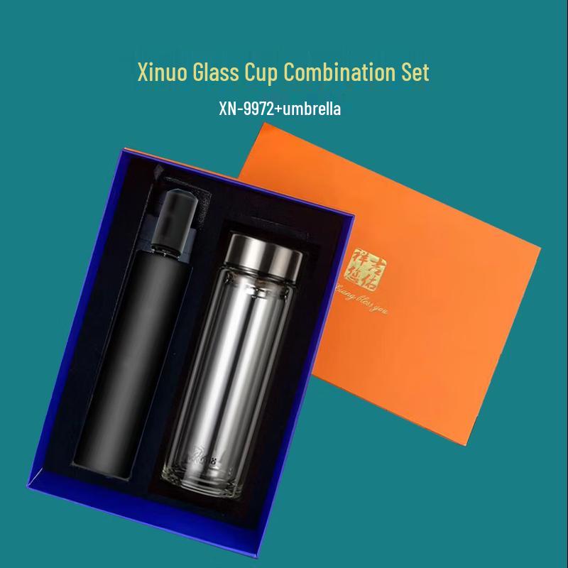 

Heenoor Double-Layer Glass Cup with Umbrella Gift Set