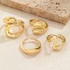 4-piece Fashionable and Personalized Geometric Metal Wide Face Women's Ring and Ring Set, Versatile for Daily Use