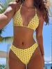 Dámské plavky Oboustranný potisk Sexy s vázáním za krkem Bez zad Vázání vzadu Bikini Kostým Plážové oblečení Plavky
