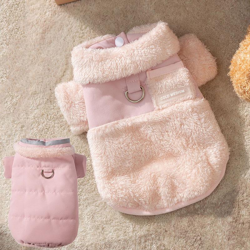Winter Puppy Dog Cotton Coat Double-sided Velvet Warm Small Dog Teddy Bear Simple Cotton Coat Pet Clothes