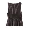 2026 Spring Leather Effect Belted Top & High-Waisted Slim Midi Skirt Set