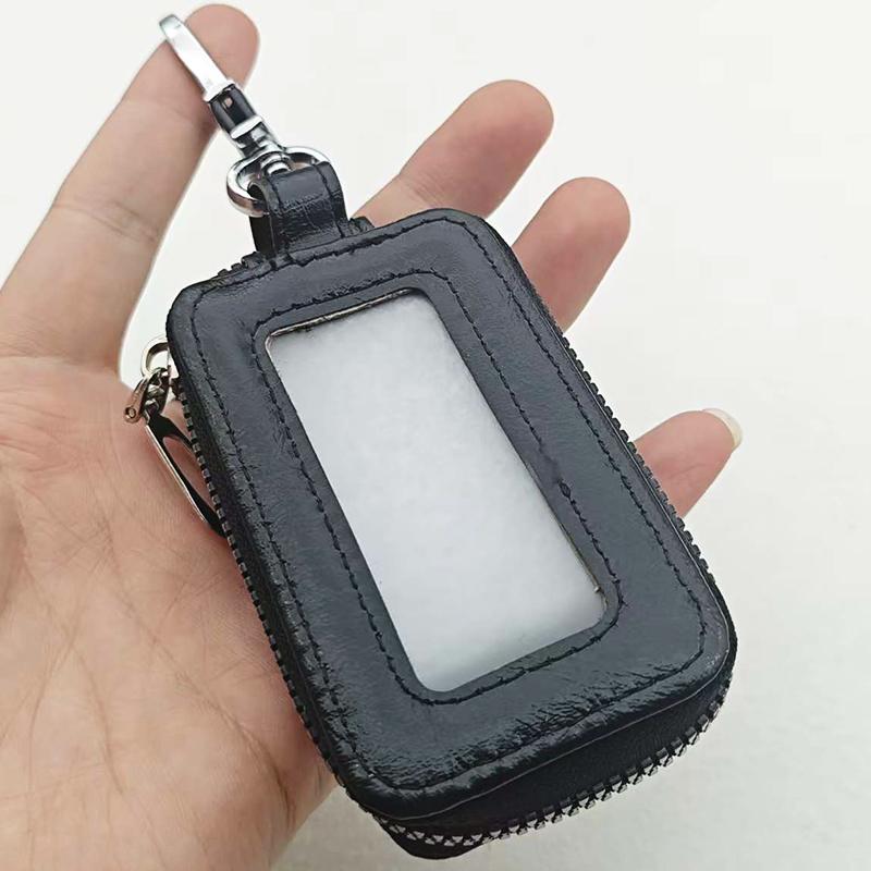 

1pc Car Key Case Key Protector Key Chain Coin Holder Metal Hook And Keyring Wallet Zipper Retro Bag For Auto Remote Key Fob чёрный