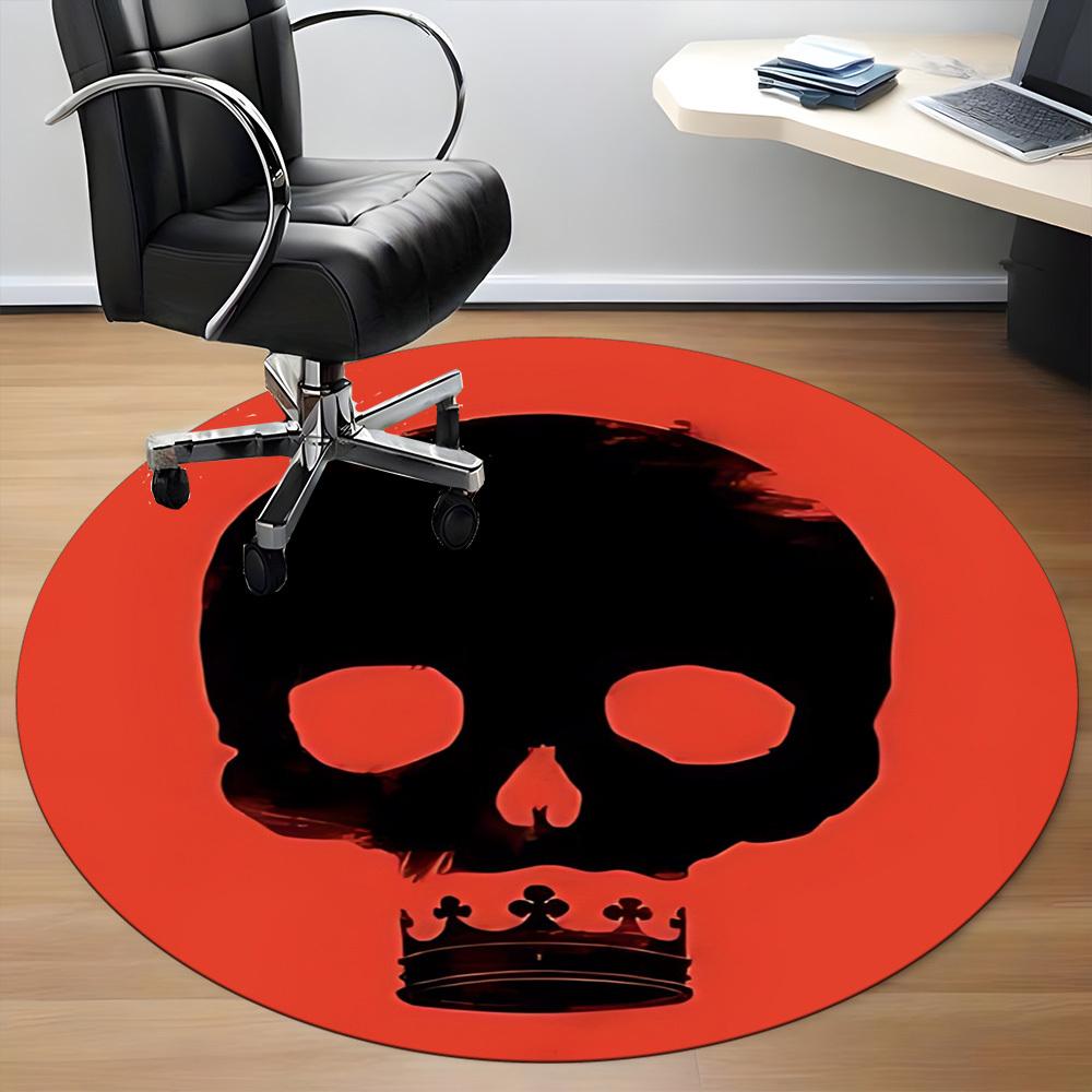 1pc Skull Crown Office Round Rug, Non-slip, Soft and Durable Office Rug for Interior Decoration, Perfect for Office,Decoration yy260204040