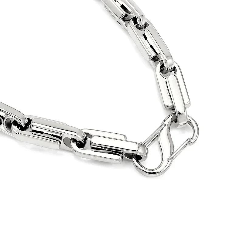 

316L Stainless Steel Chunky Chain Necklace Set S Hoop Clasp Big Heavy Link Chain Choker Necklace Statement Cool for Men Women 19cm long bracelet