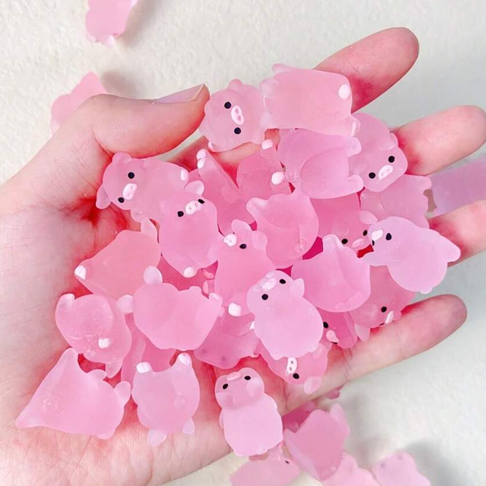 6/15/30/1Box Luminous Pig Design Glow In The Dark Creative Mini Pink Pig Miniature for Garden Landscape Home Decoration