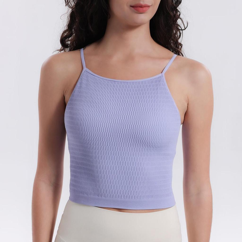 Yoga One-Piece Shockproof Camisole Sports Bra with Chest Pads & Beautiful Back Design for Women