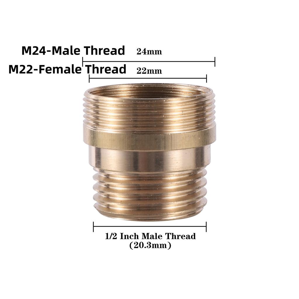 Water Faucet Adapter 1/2'' 3/4'' To M18 M22 M24 Thread Connector Faucet Coupler Water-Tap Joint Fitting For Gardening Irrigation