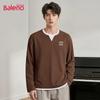 Baleno Men's Waffle Knit Fake Two-Piece Long Sleeve T-Shirt