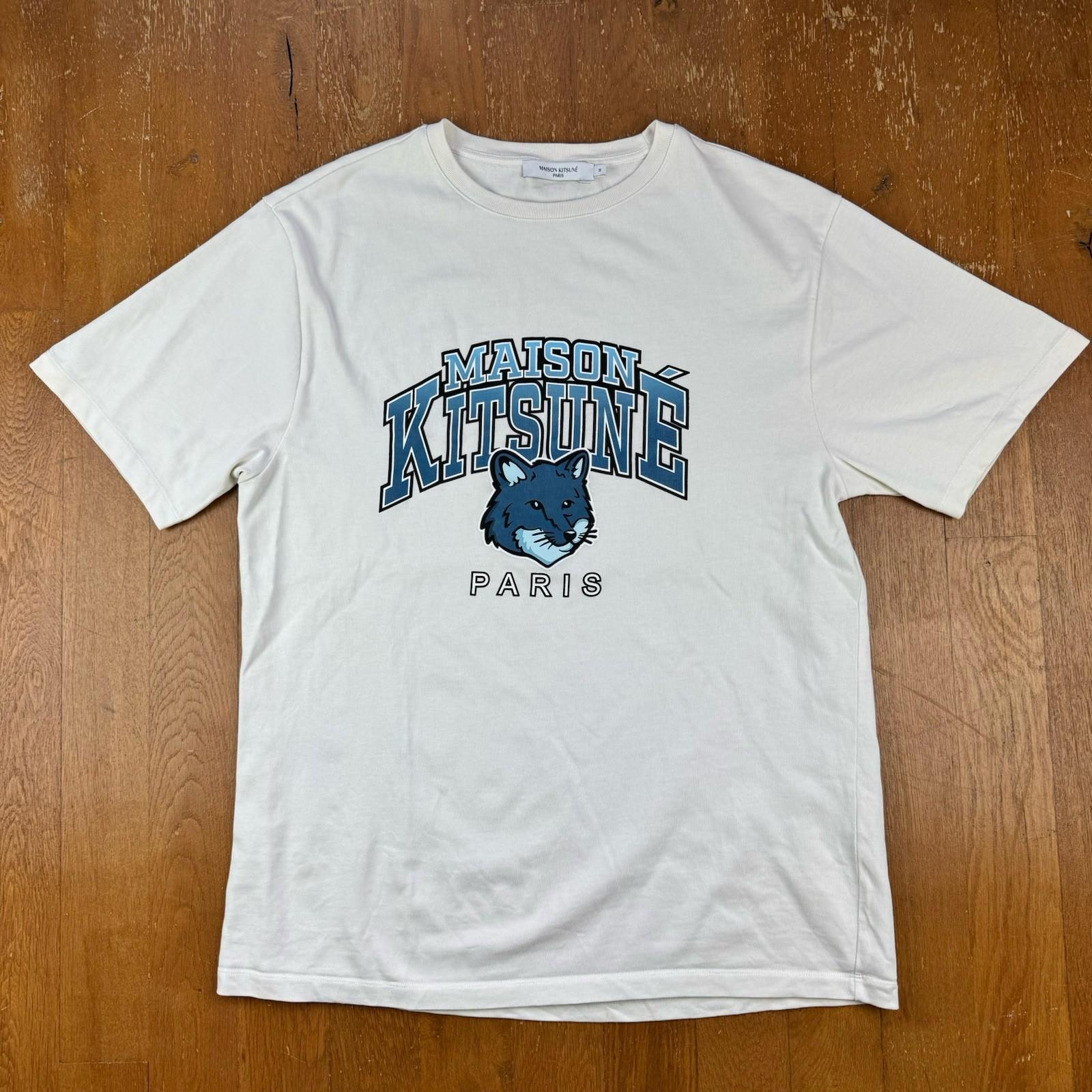 Maison Kitsune Paris White Fox T Shirt Size Medium S