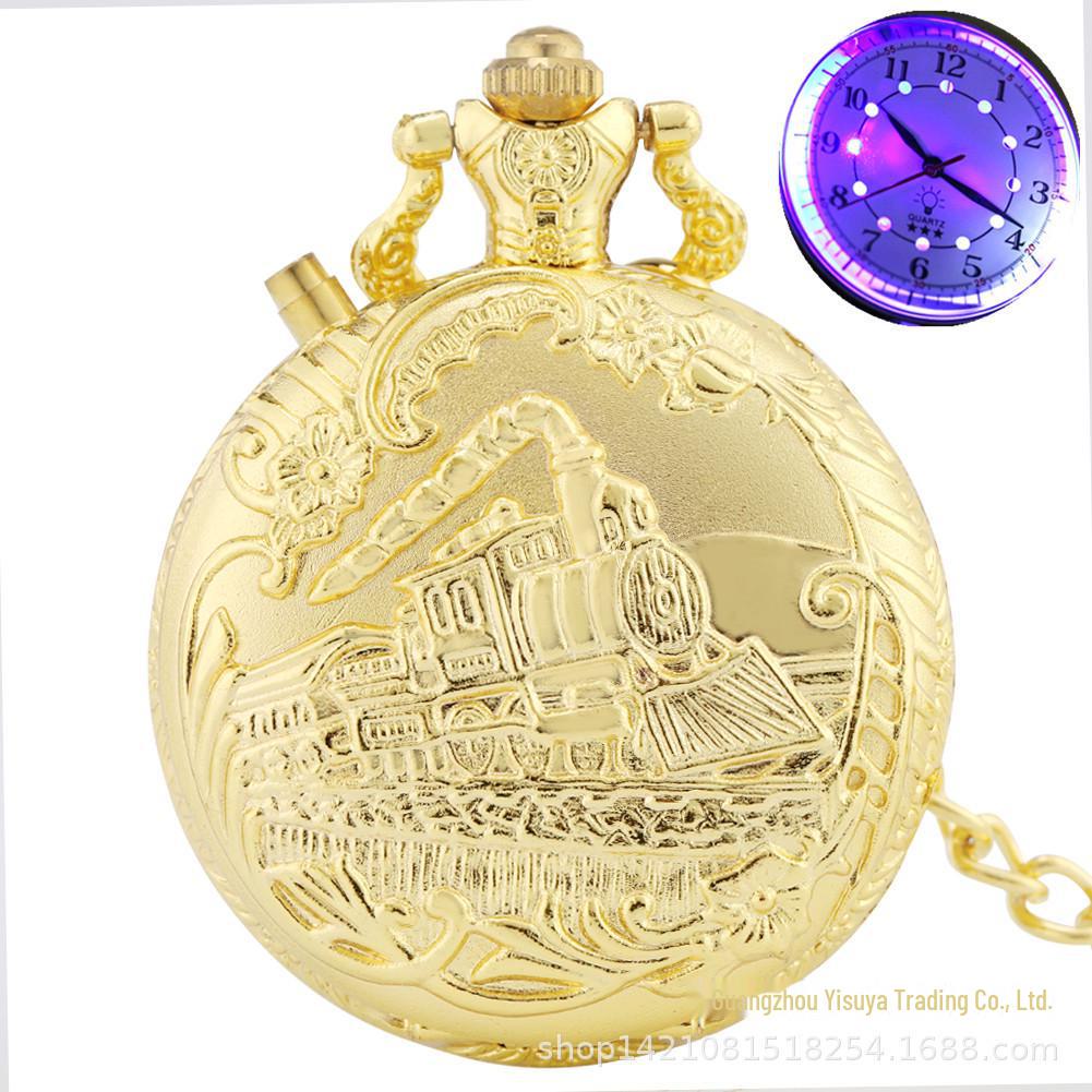 Retro Locomotive LED Quartz Pocket Watch