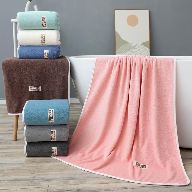 Badetuch Korallenfleece Einfarbiges Badetuch 70*140 Weich Saugfähig Verdickt Großes Handtuch Geschenk Strandtuch Neu