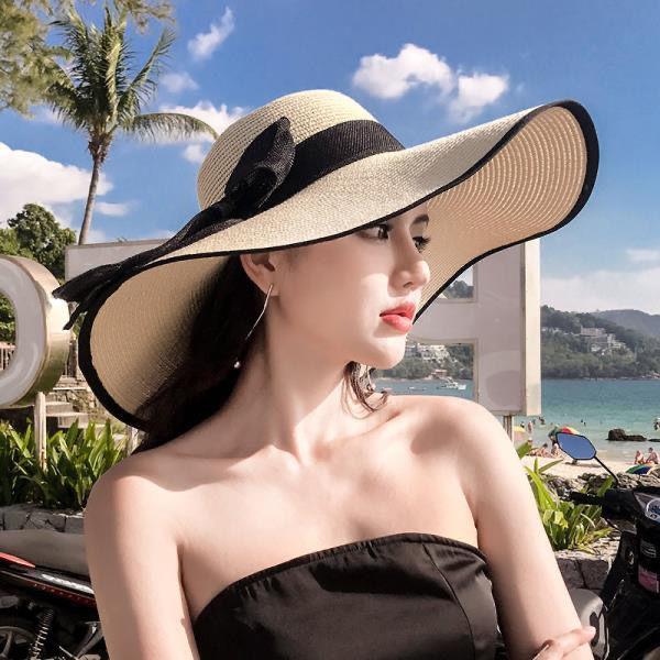 Beach Straw Hat Summer Seaside Extra Large Brim Sun Hat Sun Protection Holiday Hat Foldable Sun