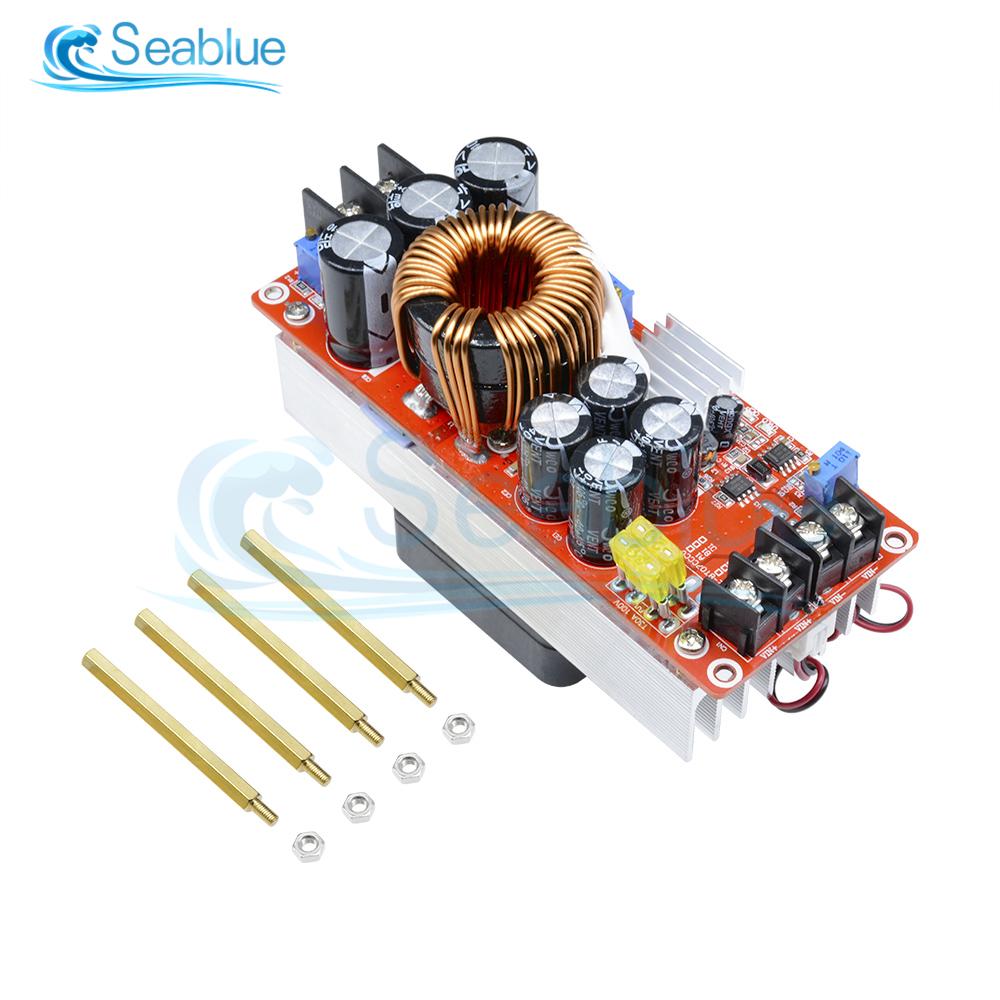 DC-DC 1500W 30A Voltage Step Up Boost Converter CC CV Power Supply Module Step Up Constant Current Module 10-60V to 12-97V Fan