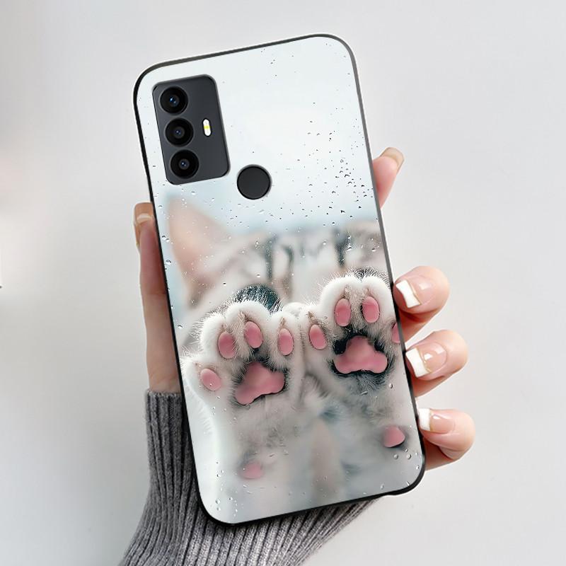 Anti-scratch Casing For TCL 30 SE/TCL 30E/TCL 306/TCL 305 Cover Soft Silicone Black Shell Golden Butterflie And Flower Pattern