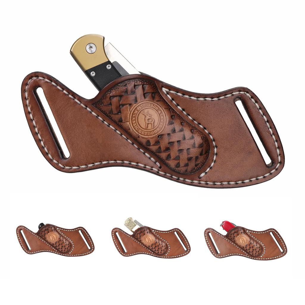 TOURBON Knife Case Leather Petty Knife Sheath Folding Knife Cover Leather Case Knife Case Holster Left Hand Right Hand Belt-worn Electrician's