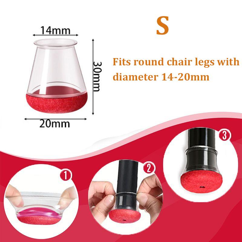 24 Pcs Chair Leg Floor Protectors for Hardwood Floors Silicone Covers Felt Pads Furniture Leg Caps Anti-Scratch Reduce Noise Fit 14-40mm