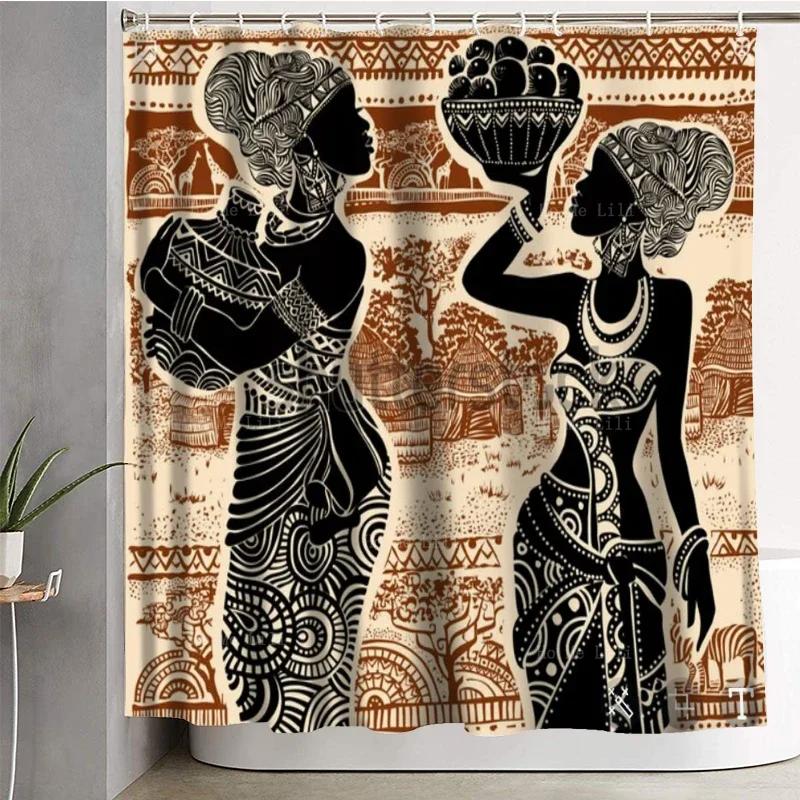 Modern African Ethnic Woman Sexy Girl Sunset Background Painting Shower Curtain By Ho Me Lili With Hooks Decoration Bathroom