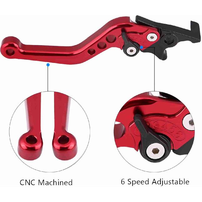 Acouto Dual Brake Lever 1 Pair CNC Aluminum Double Disc Brake Levers for Motorcycle Scooter Modification Below Red