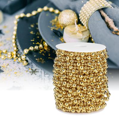 ZK20 20m Artificial Faux Pearl Bead String for Christmas Tree Wedding Curtain DIY Decoration Gold