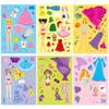 6 Photos/pack of Pink Princess Face Change Stickers Little Girl Cartoon Cute DIY Princess Make A Face Puzzle Stickers