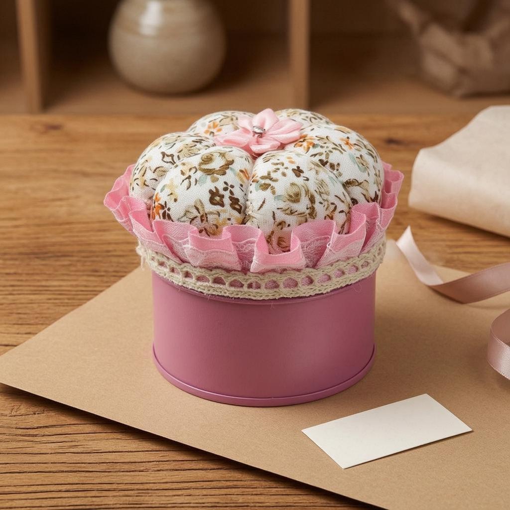 Pin Pad Storage Box DIY Tool Sewing Sewing Pin Holder Case Textile Pin Pad Tin Handmade Design Round Pin Holder Box for Sewers