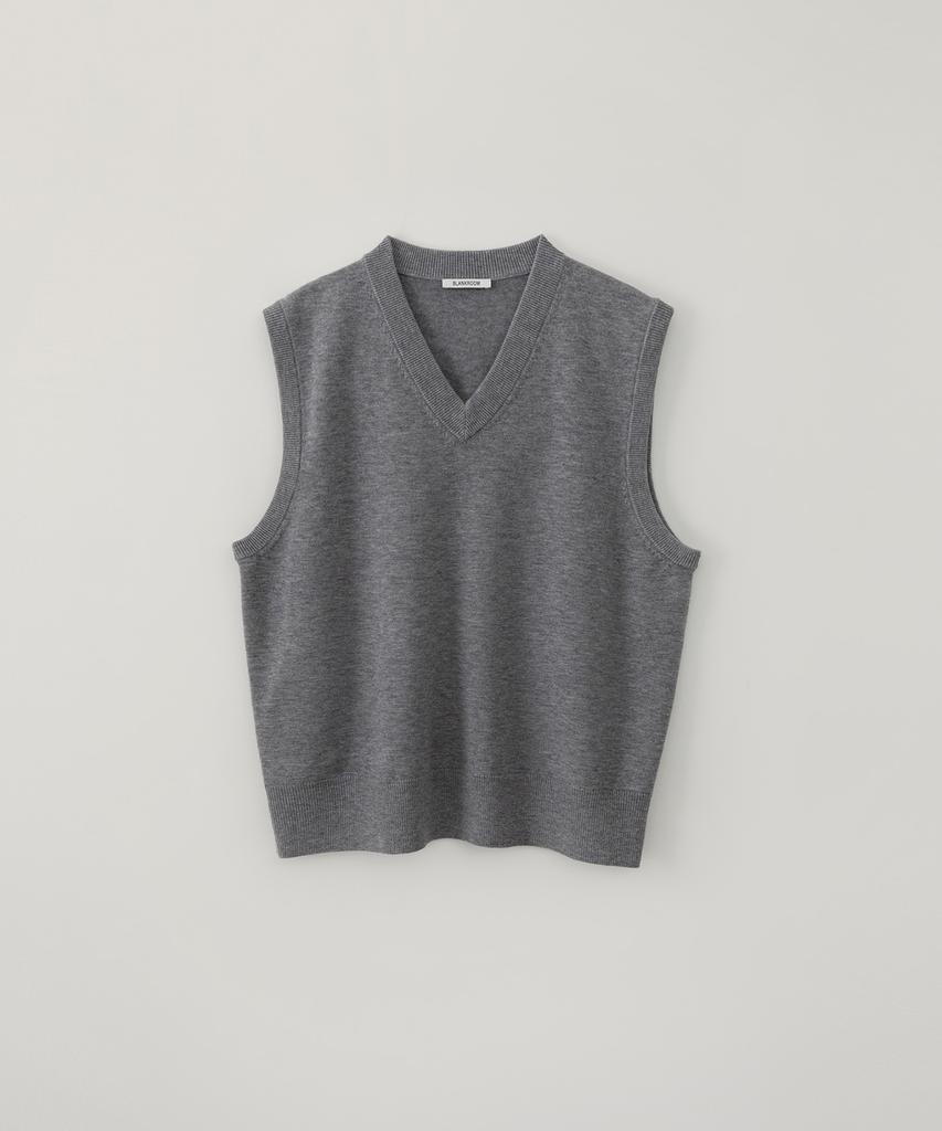 Blankroom V-Neck Knit Vest_Gray