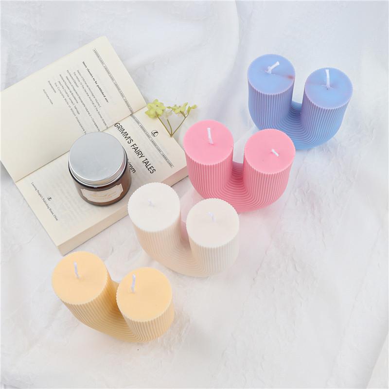 U Shape Scented Candle Mold Food Grade Silicone Mold DIY 3D Aromatherapy Candle Mould Candle Making Supplies Home Wedding Decor