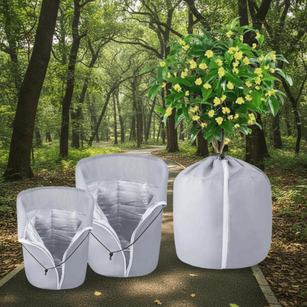 Oxford Cloth Plant Insulation Cover Breathable Thermal Pot Protector For Garden Shrub Trees Reusable Black Winter Plant Cover