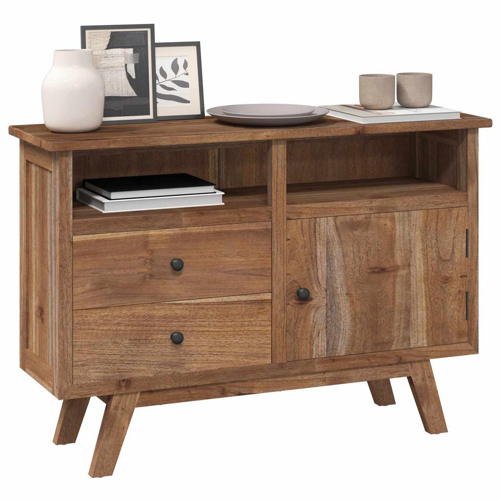 Teak Solid Wood Sideboard with Drawers Natural Finish 100 X 30 X 68 Cm