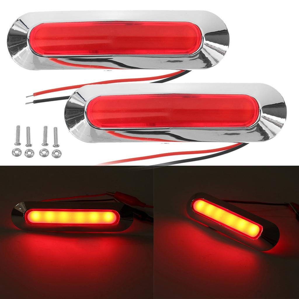 2PCS 12V 24V LED Car Warning Light 6 LED Light For Trailer Truck Lorry Orange White Red LED Side Marker Indicator Lamp