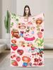 Weiche Flanelldecke für Sofa Sessel Ästhetischer Bettüberwurf mit Erdbeer-Sahnetorte Design für Kinder Jungen Mädchen