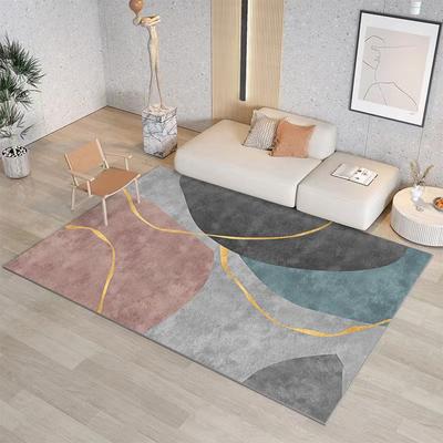 Modern Abstract Geometric Pattern Carpet Home Decoration Living Room Bedroom Anti Slip Carpet Colorful Wave Design Floor Mat