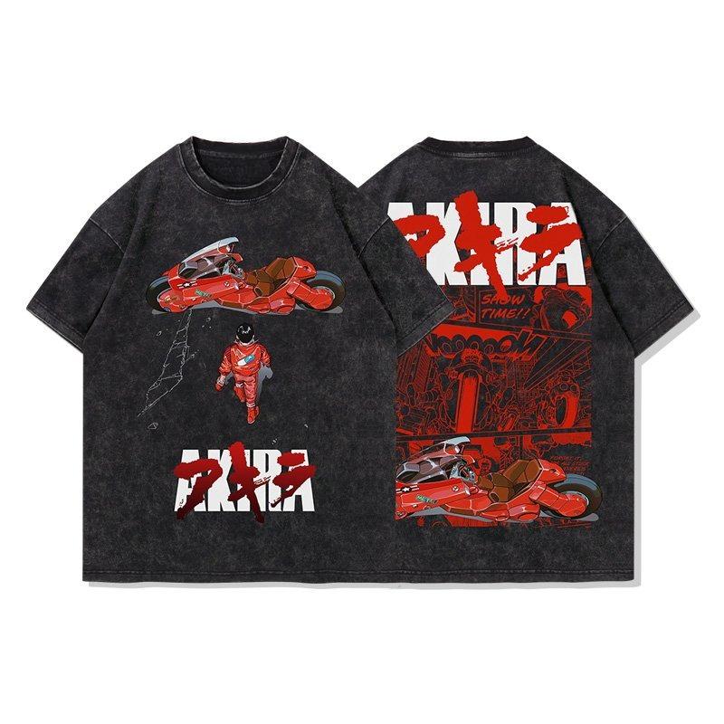 Akira Anime Men's Short-Sleeve T-Shirt Printed T-Shirt Street Style Retro Summer Casual Top Japanese Comic Style Y2K Clothing