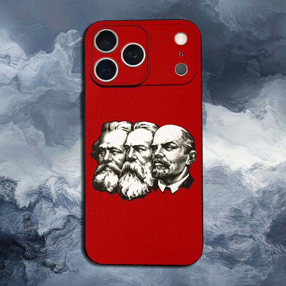 Stalin Marx Lenin Great Men Case For iPhone 15,16,12,14,17,13,11,Plus,Pro Max,8,7,XR,SE,XS,X,Mini,Soft Silicone Black