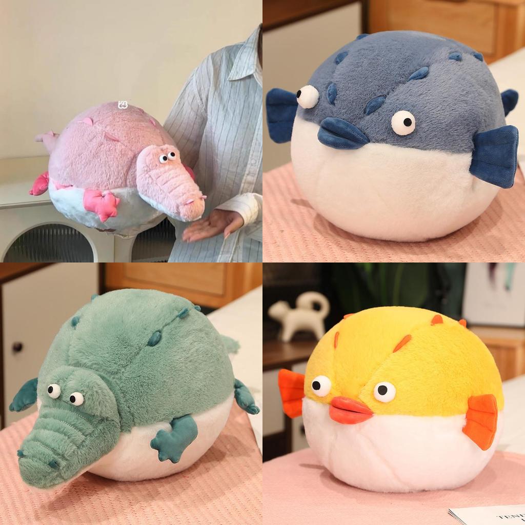 Chubby Pufferfish And Crocodile Plush Toys For Kids Soft Stuffed Animal Gift
