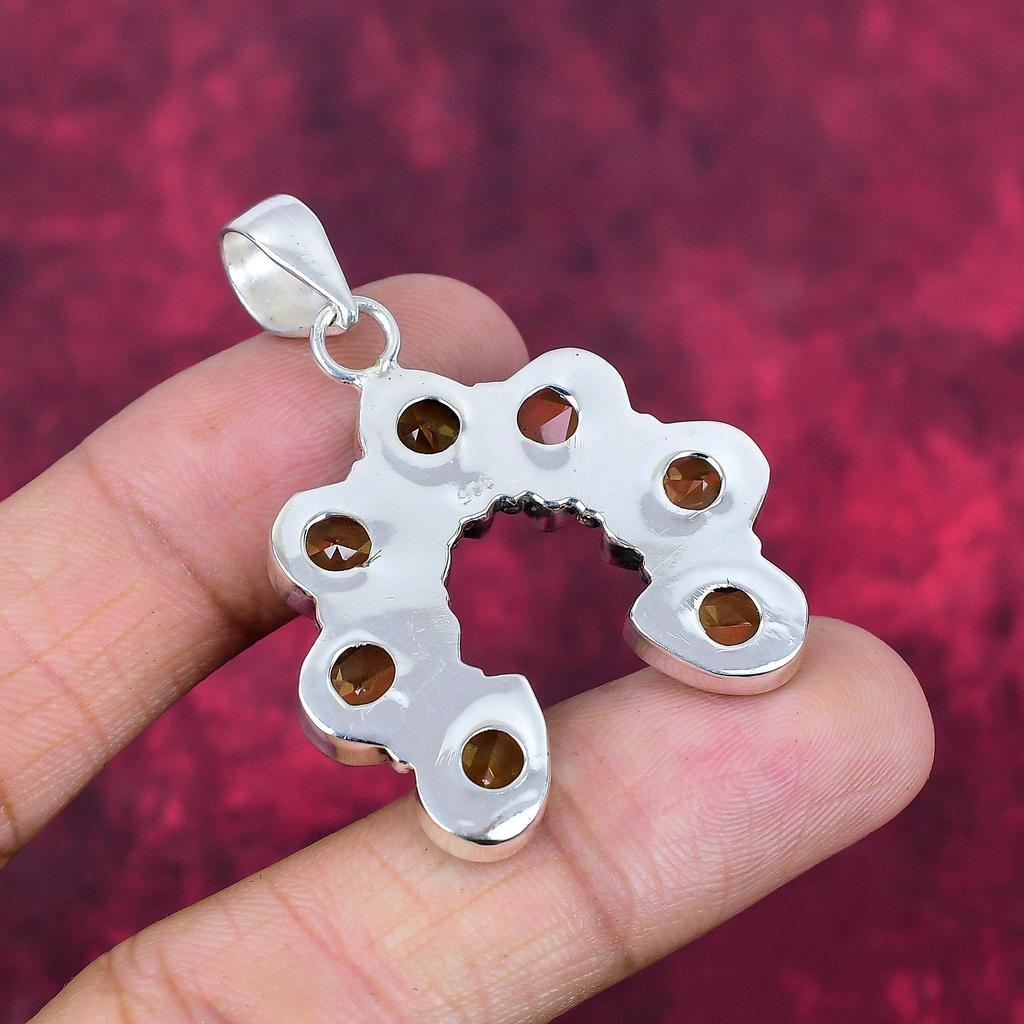 Pandantiv de designer cu topaz de lămâie, pandantiv din argint solid 925, pandantiv lucrat manual pentru Ziua Memorialului